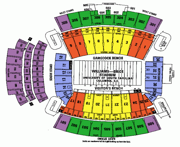 8 Images Williams Brice Stadium Seating Chart By Rows And Description 