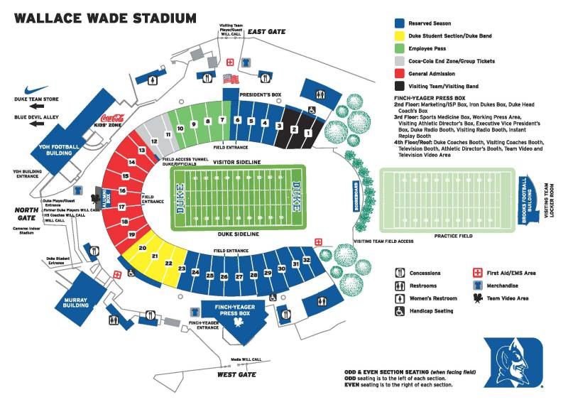 Wallace Wade Stadium Seating Chart By Rows Elcho Table Stadium