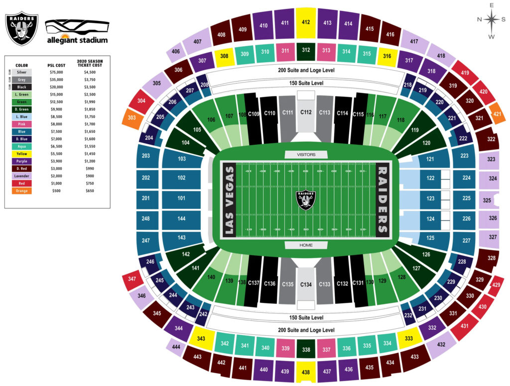 Allegiant Stadium Seating Chart View Stadium Allegiant Stadium 