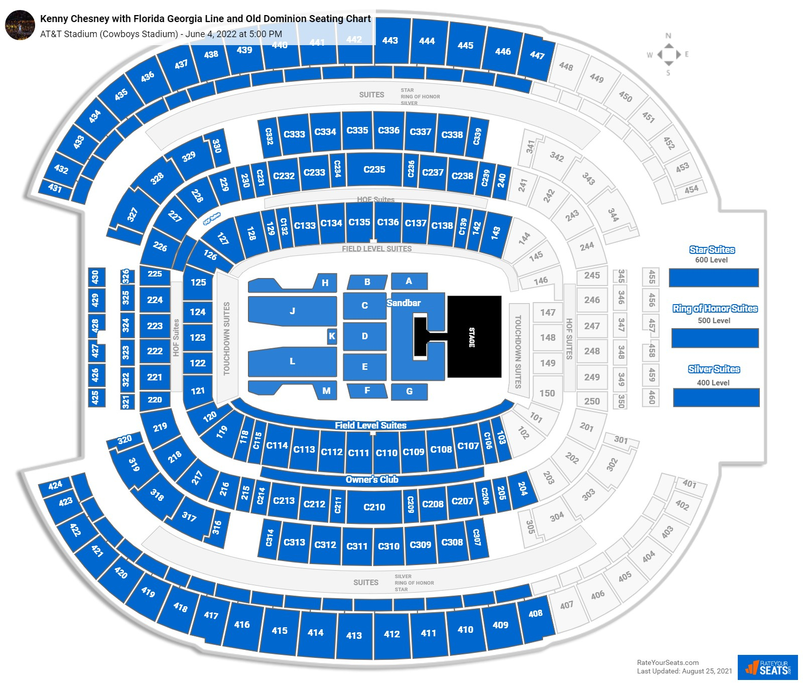AT T Stadium Concert Seating Chart RateYourSeats