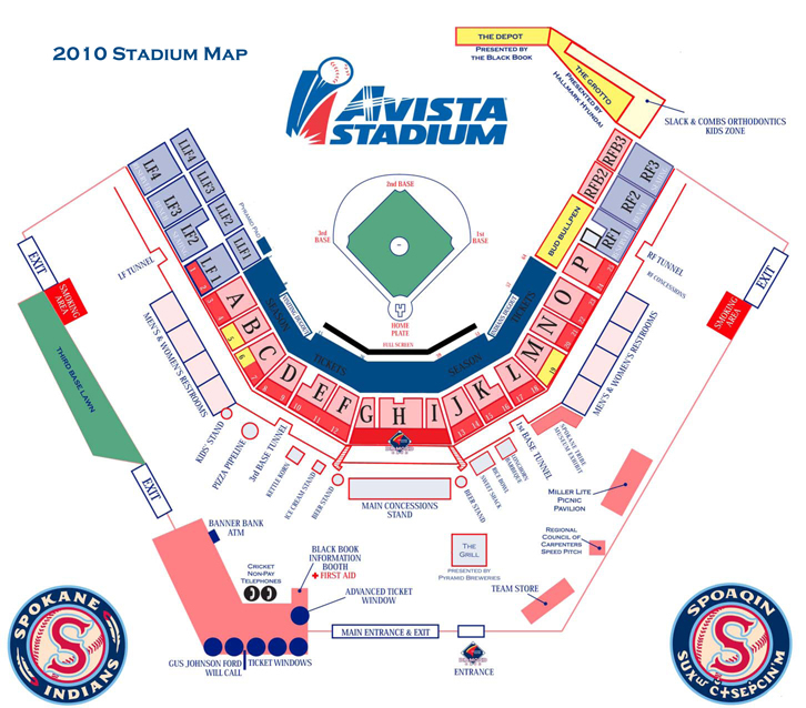 Avista Stadium Map Spokane Indians Avista Stadium