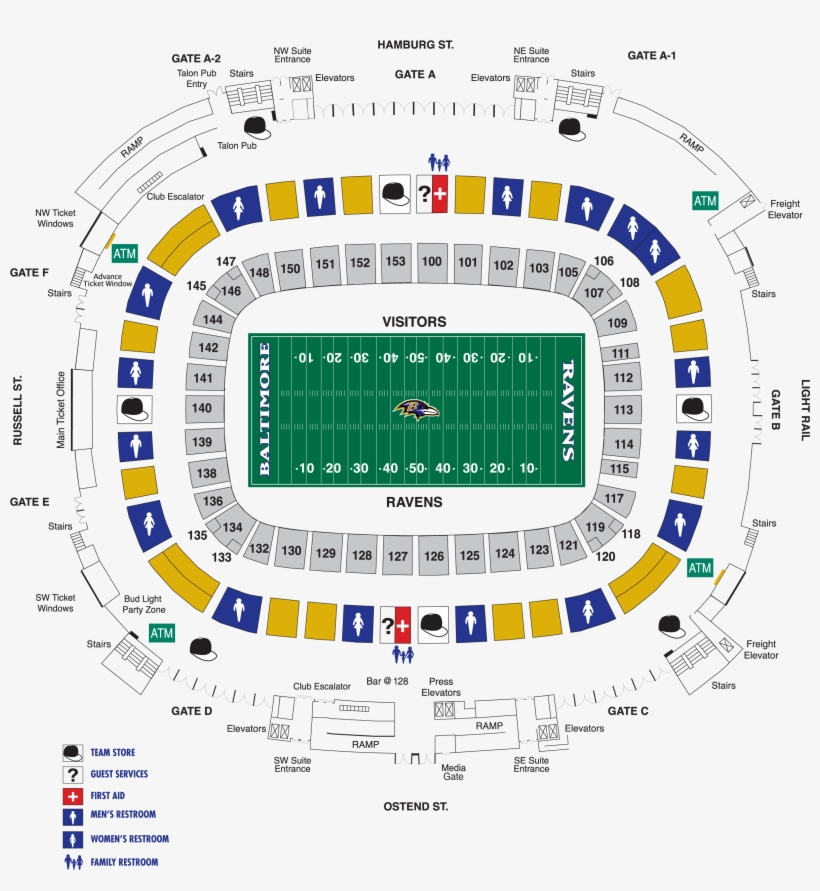 Baltimore Ravens Stadium Map M T Bank Diagrams Ravens Stadium Seating 