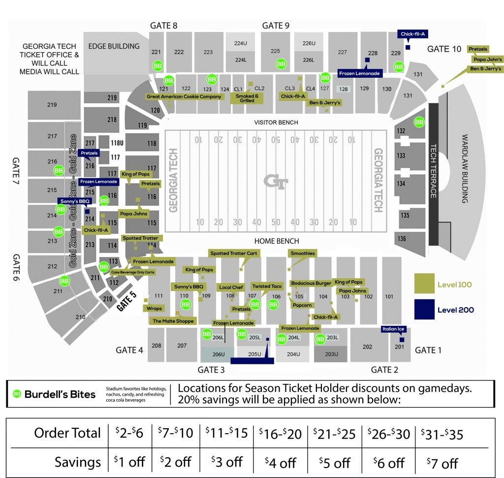 Bobby Dodd Stadium Seating Chart With Row Numbers Chart Walls