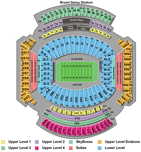 Bryant Denny Stadium Seating Chart Bryant Denny Stadium Tuscaloosa 