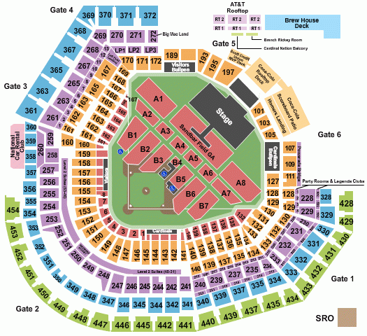 Busch Stadium Seating Chart Rows Seats And Club Seats