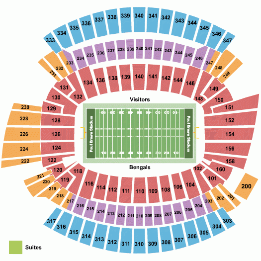 Cincinnati Bengals Seating Chart Paul Brown Stadium 