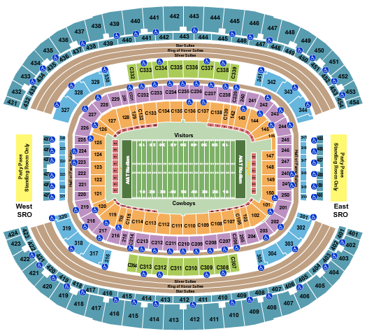 Dallas Cowboys Seating Chart AT T Stadium ProFootballTickets