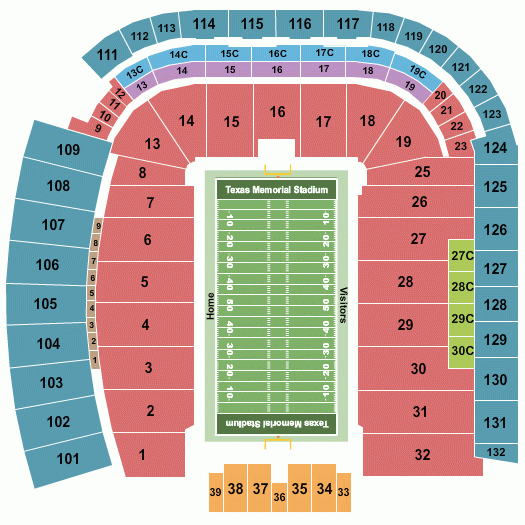 Darrell K Royal Texas Memorial Stadium Seating Chart Rows Seats And 