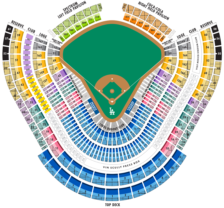 Dodger Stadium Seating Chart With Row Letters And Seat Numbers 
