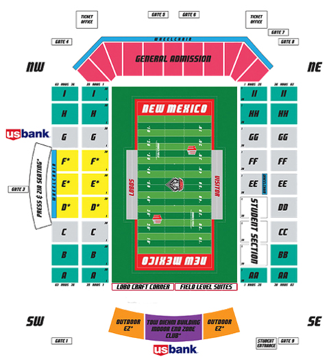 Dreamstyle Stadium Seating And Pricing University Of New Mexico Lobos