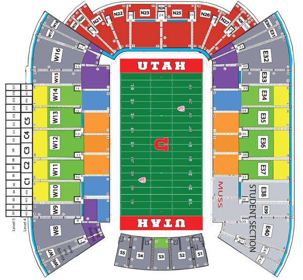 Football Seating Map UtahTickets Your Official Home For All Utah