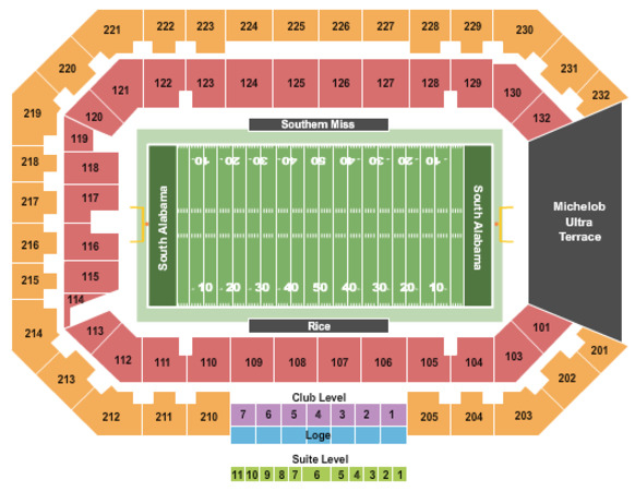 Hancock Whitney Stadium Tickets In Mobile Alabama Seating Charts 