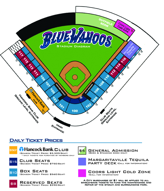 Interactive Seating Chart Pensacola Blue Wahoos Ballpark