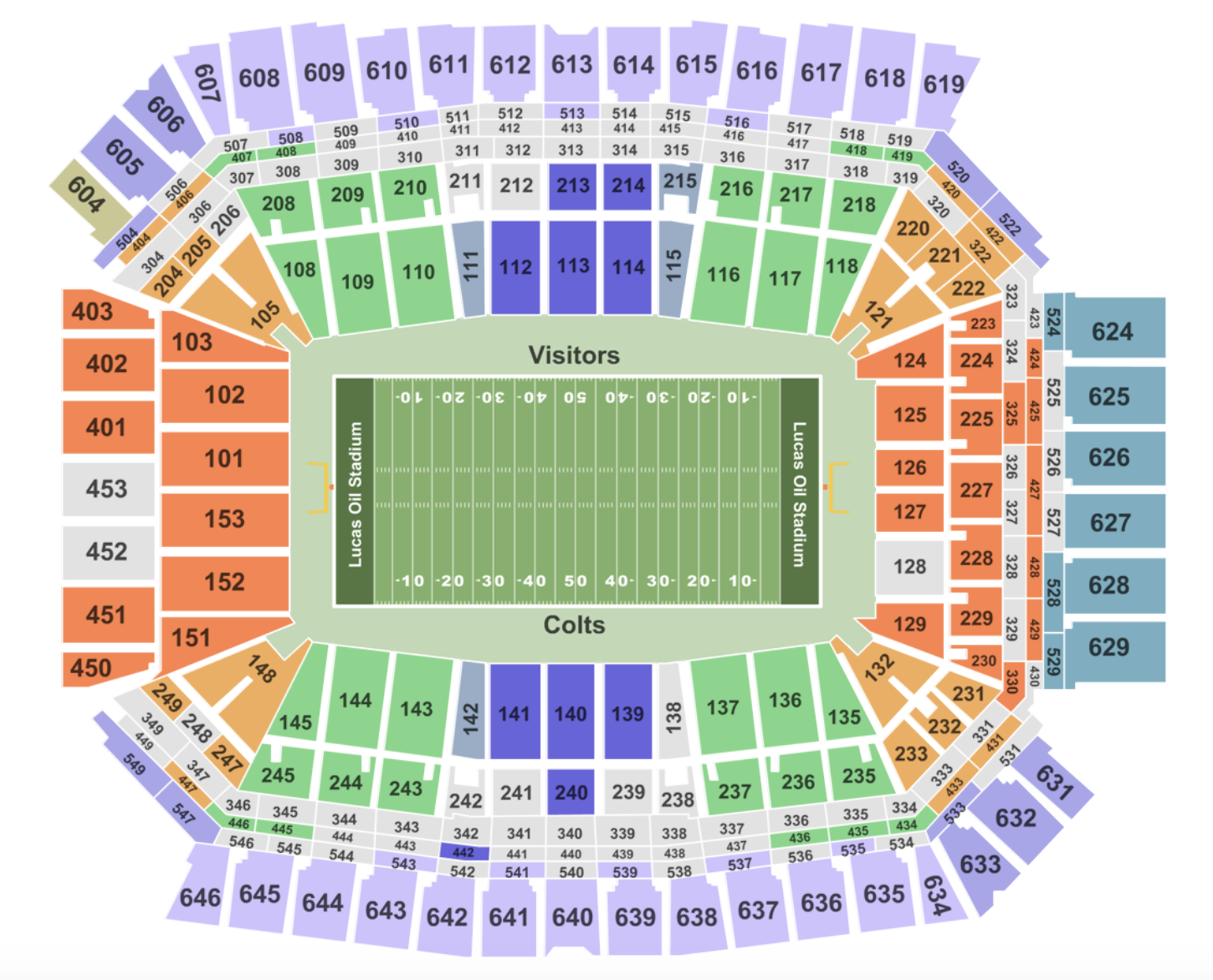 Lucas Oil Stadium Seating Chart Section Row And Seat Number Info
