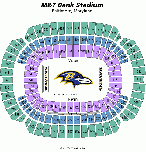 M T Bank Stadium Seating Chart Views And Reviews Baltimore Ravens