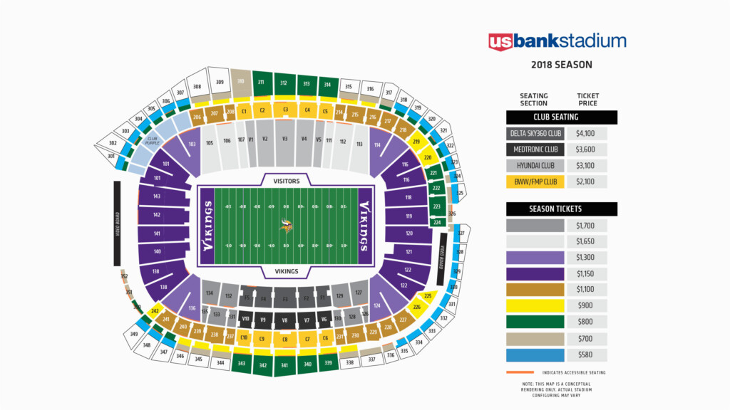 Michigan Stadium Seat Map Vikings Seating Chart At U S Bank Stadium 