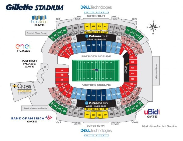 New England Patriots Seating Chart 052020 Touchdown Trips