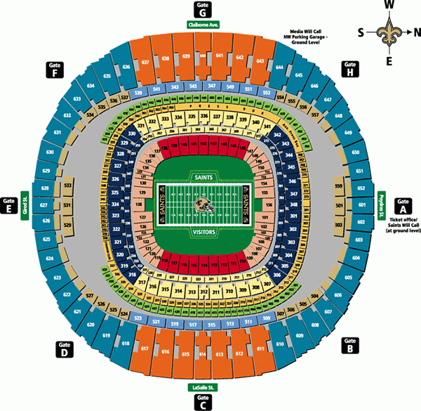New Orleans Mercedes Superdome Seating Chart