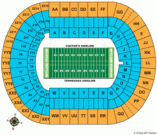 Neyland Stadium Seating Chart Alabama Football Tickets Football