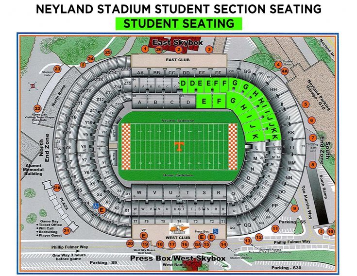 Neyland Stadium Seating Chart With Rows Tennessee Football Alabama