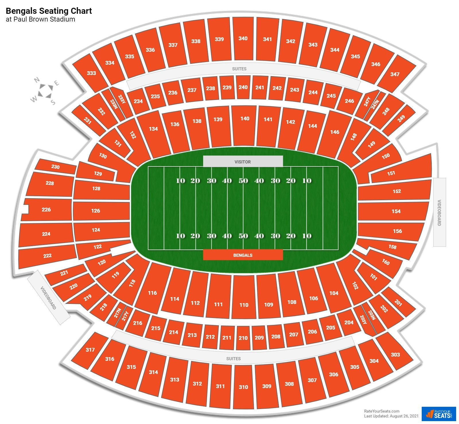 Cincinnati Bengals Seating Chart Map At Paycor Stadium Stadium