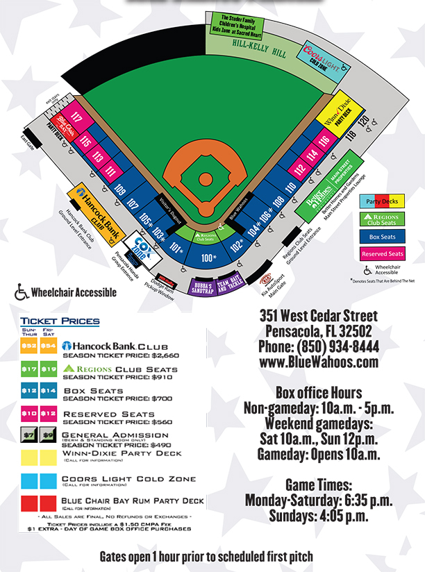 Seating Chart And Ticket Prices Pensacola Blue Wahoos Content