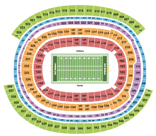 SoFi Stadium Seating Chart Maps Los Angeles