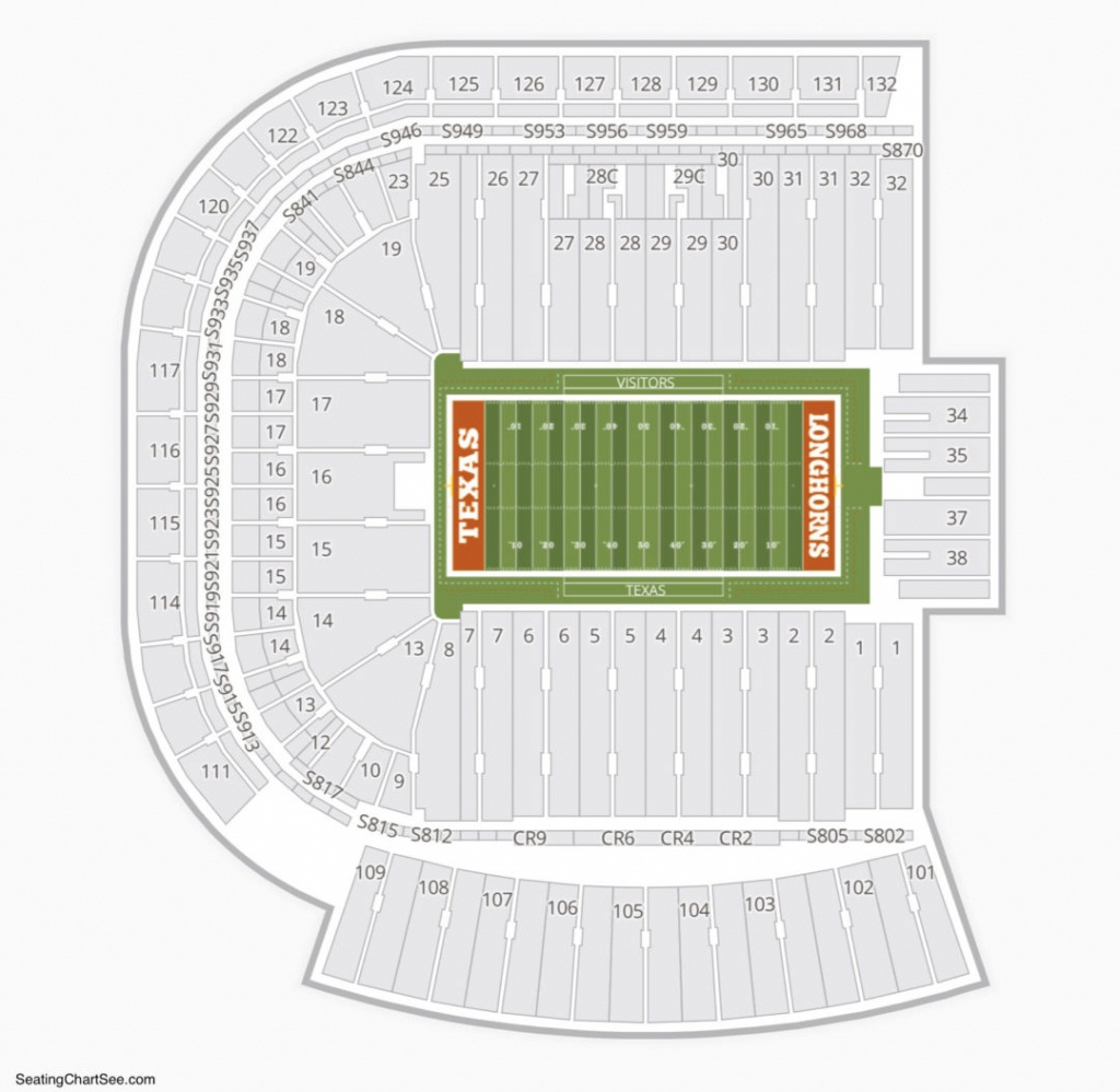 Texas Longhorn Stadium Seating Map Printable Maps