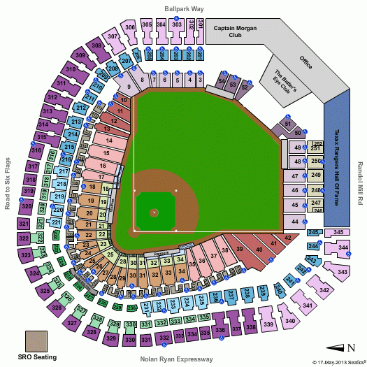 Texas Rangers Ballpark In Arlington Seating Chart Www 