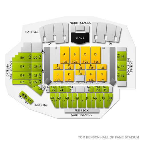 Tom Benson Hall Of Fame Stadium Seating Chart Vivid Seats