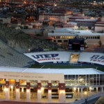 UTEP Miners Sun Bowl Stadium Night Time Aerial El Paso Southwest