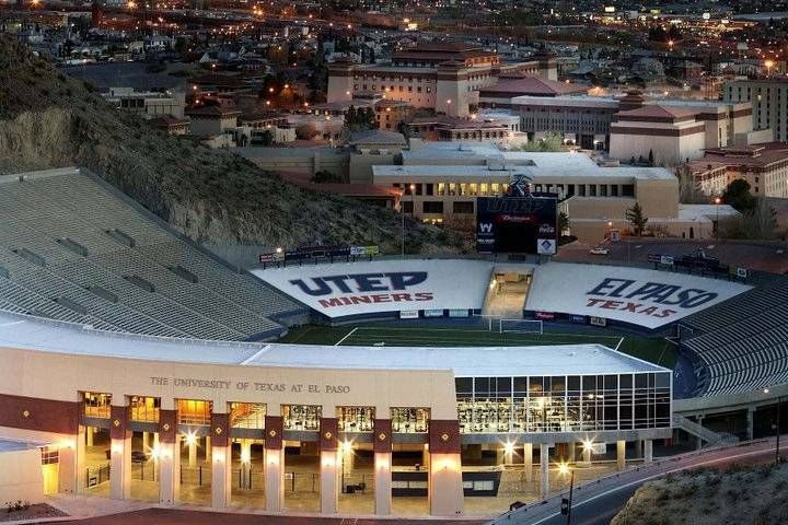 UTEP Miners Sun Bowl Stadium Night Time Aerial El Paso Southwest